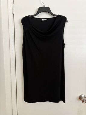 DKNYC Black Sleeveless Cowl-Neck Mini Dress